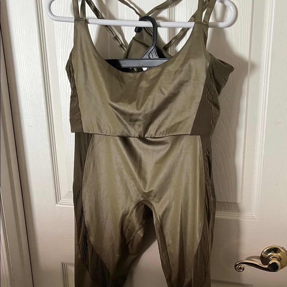 Fabletics Activewear Olive Green Sports Top and Leggings